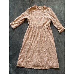 Orange Creek Pink (Blush)‎ Lace FLORAL Overlay Midi Dress Size Large